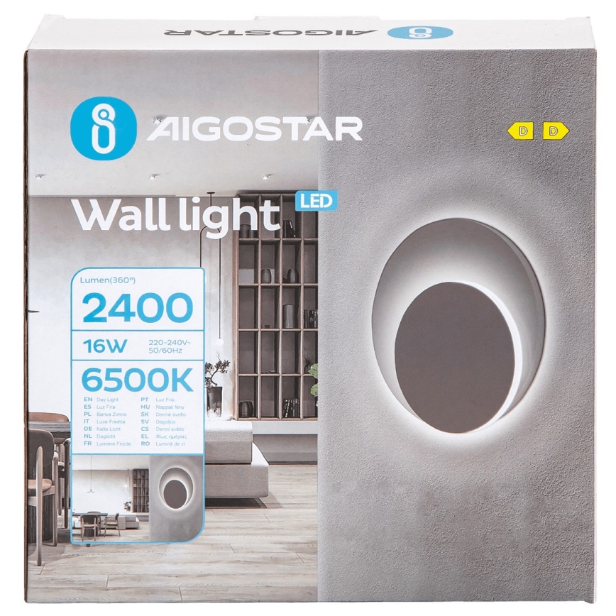 Aigostar - LED Sienas lampa LED/16W/230V 6500K balta