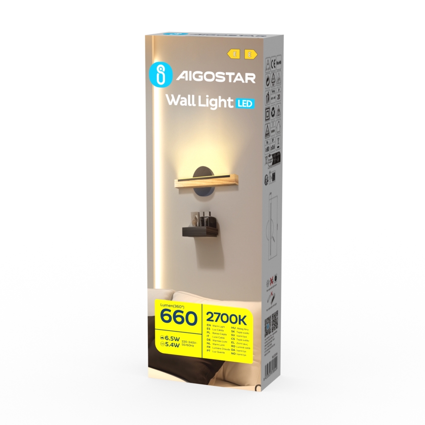 Aigostar - LED Sienas lampa LED/6,5W/230V 2700K