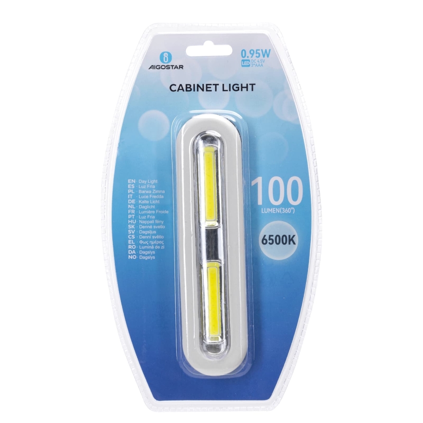 Aigostar - LED skapja apgaismojums LED/3xAAA 6500K balts