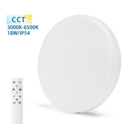 Aigostar - LED Aptumšojama vannas istabas griestu lampa LED/18W/230V 3000-6000K IP54 + tālvadības pults
