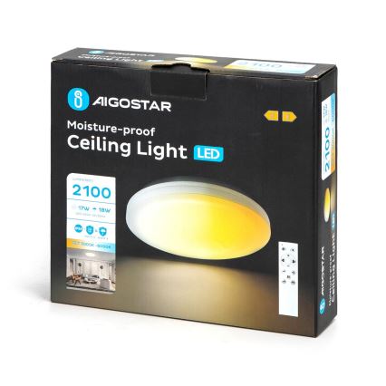 Aigostar - LED Vannas istabas griestu lampa LED/18W/230V 3000-6000K IP54 + tālvadības pults