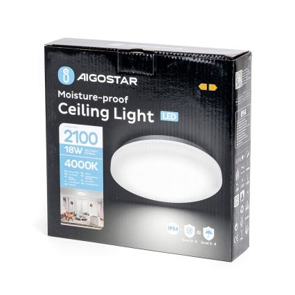 Aigostar - LED Vannas istabas griestu lampa LED/18W/230V 4000K IP54