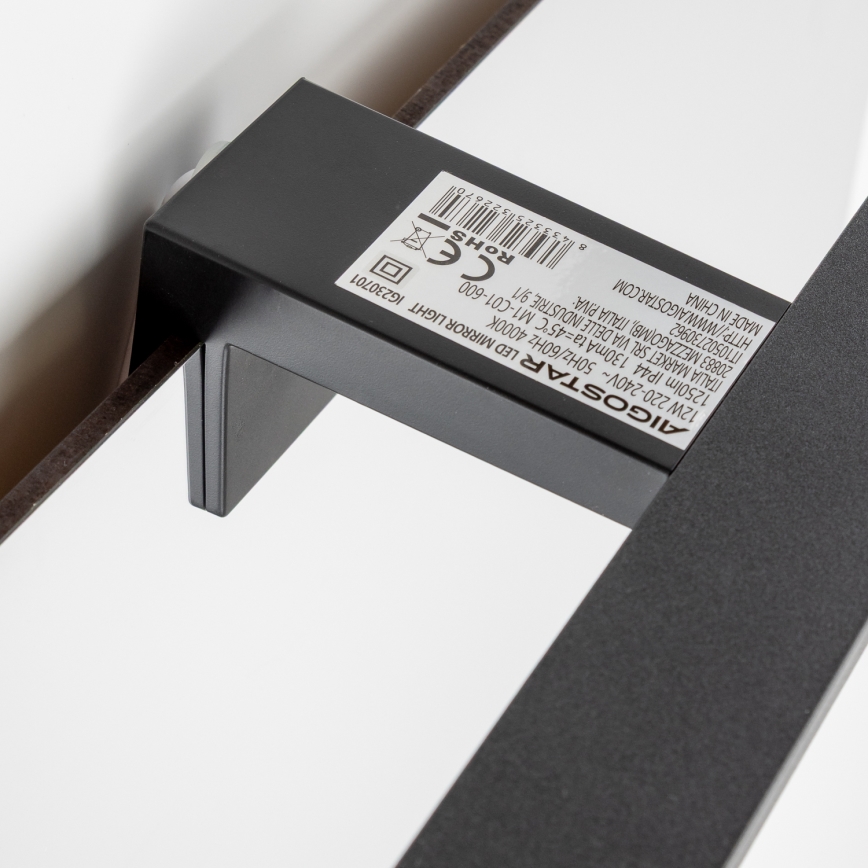 Aigostar - LED Vannas istabas spoguļa apgaismojums LED/12W/230V 4000K 60 cm IP44 melna