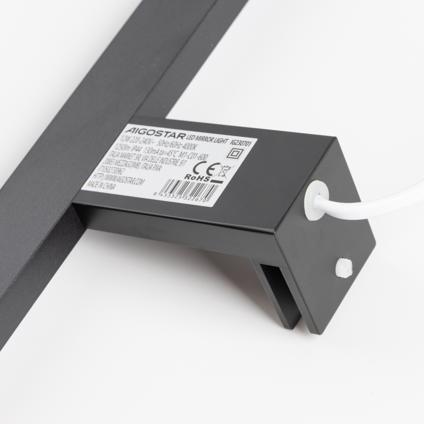Aigostar - LED Vannas istabas spoguļa apgaismojums LED/12W/230V 4000K 60 cm IP44 melna