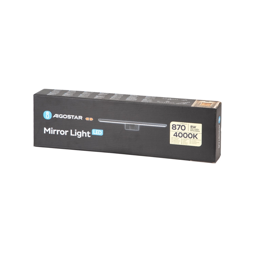 Aigostar - LED Vannas istabas spoguļa apgaismojums LED/8W/230V 4000K 40 cm IP44 melna