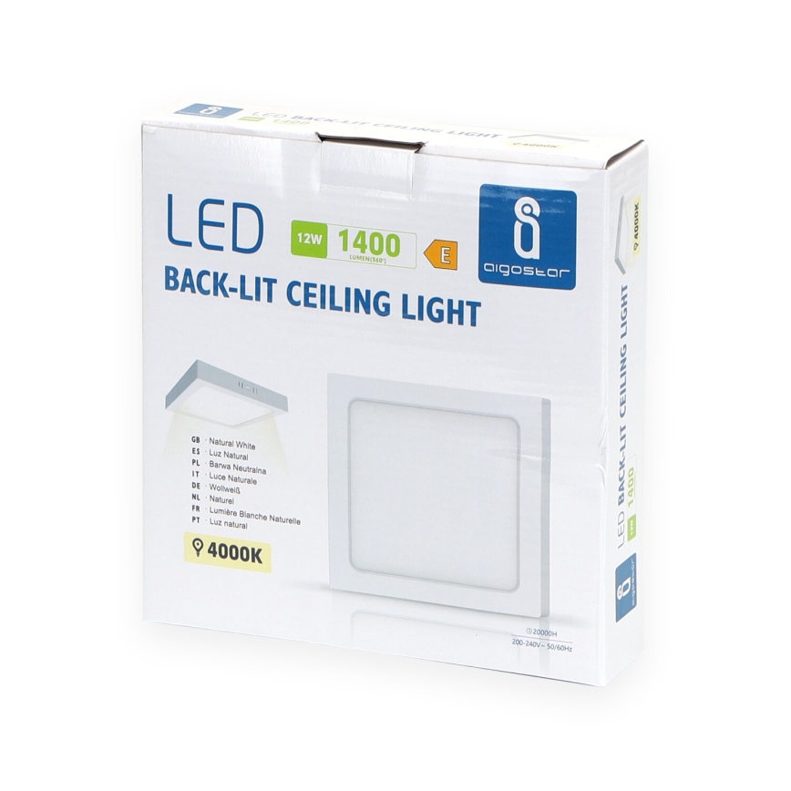 Aigostar - LED Virsapmetuma griestu lampa LED/12W/230V 17,3x17,3 cm 4000K balta
