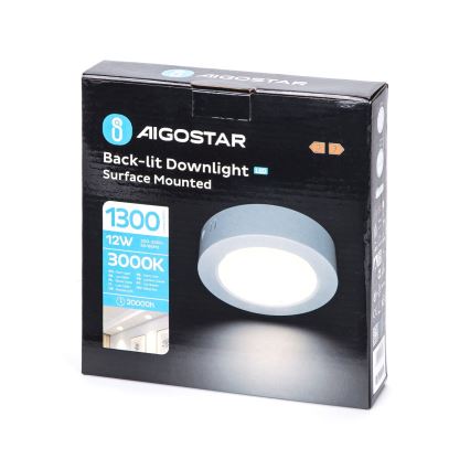 Aigostar - LED Virsapmetuma griestu lampa LED/12W/230V d. 17,4 cm 3000K balta