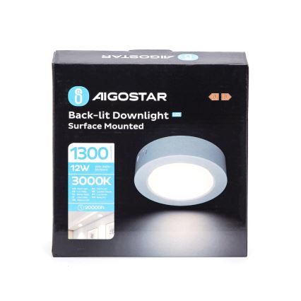 Aigostar - LED Virsapmetuma griestu lampa LED/12W/230V d. 17,4 cm 3000K balta