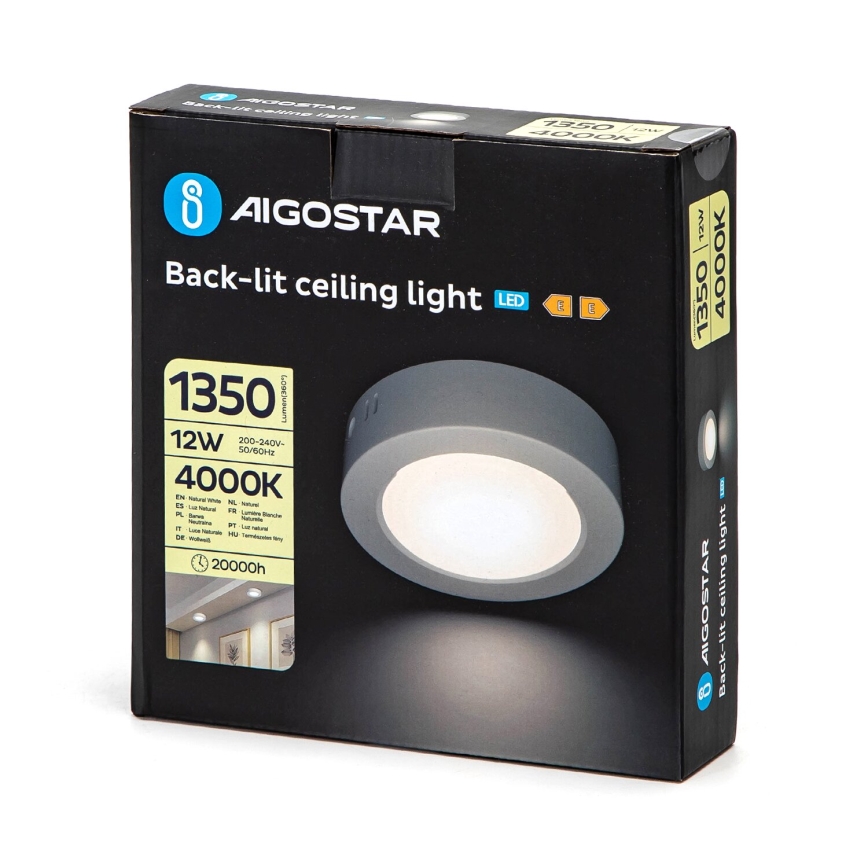 Aigostar - LED Virsapmetuma griestu lampa LED/12W/230V d. 17,4 cm 4000K balta