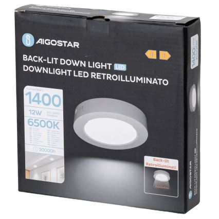 Aigostar - LED Virsapmetuma griestu lampa LED/12W/230V d. 17,4 cm 6500K balta