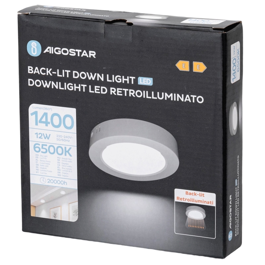 Aigostar - LED Virsapmetuma griestu lampa LED/12W/230V d. 17,4 cm 6500K balta