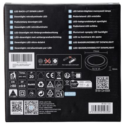 Aigostar - LED Virsapmetuma griestu lampa LED/12W/230V d. 17,4 cm 6500K balta