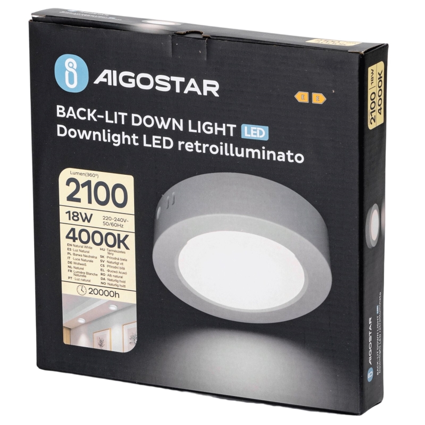 Aigostar - LED Virsapmetuma griestu lampa LED/18W/230V d. 22,6 cm 4000K balta