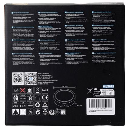 Aigostar - LED Virsapmetuma griestu lampa LED/18W/230V d. 22,6 cm 4000K balta