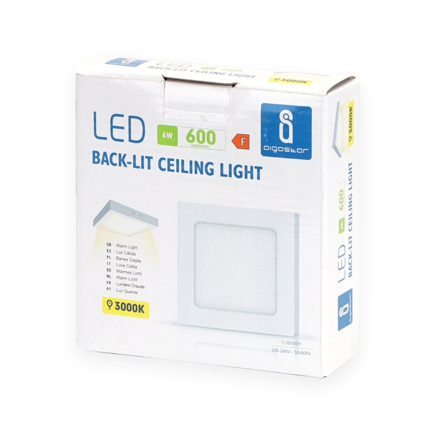 Aigostar - LED Virsapmetuma griestu lampa LED/6W/230V 12,2x12,2 cm 3000K balta