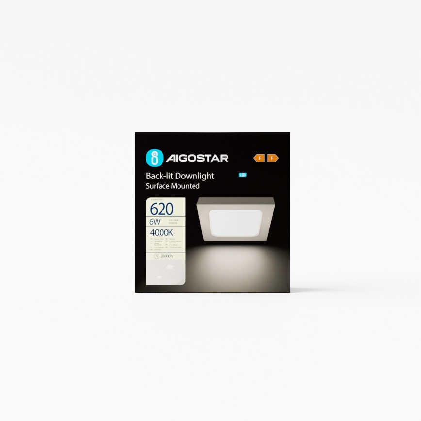 Aigostar - LED Virsapmetuma griestu lampa LED/6W/230V 12,2x12,2 cm 4000K balta