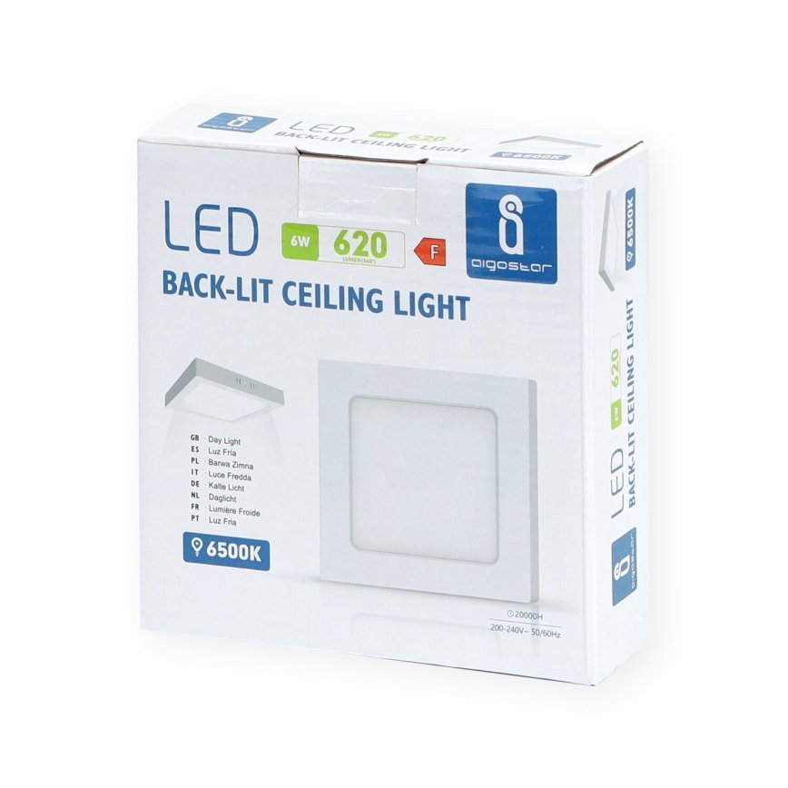 Aigostar - LED Virsapmetuma griestu lampa LED/6W/230V 12,2x12,2 cm 6500K balta
