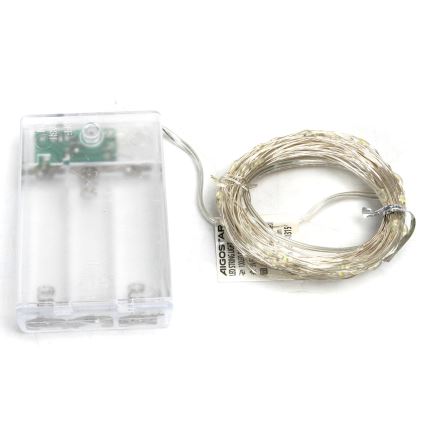 Aigostar - LED virtene, 100 LED/3xAA, 10,3 m, auksti balta