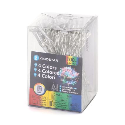 Aigostar - LED  virtene 100xLED/3xAA 10,3m daudzkrāsaina