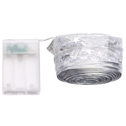 Aigostar - LED virtene 100xLED/3xAA 10 m silti balta sudraba