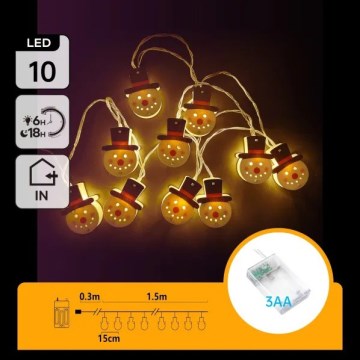 Aigostar - LED virtene 10xLED/3xAA 1,5m silti balta sniegavīrs