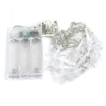 Aigostar - LED virtene 10xLED/3xAA 1,5m silti balta sniegpārslas