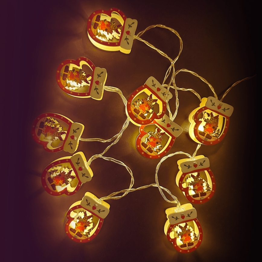 Aigostar - LED virtene 10xLED/3xAA 1,5m silti balti cimdi
