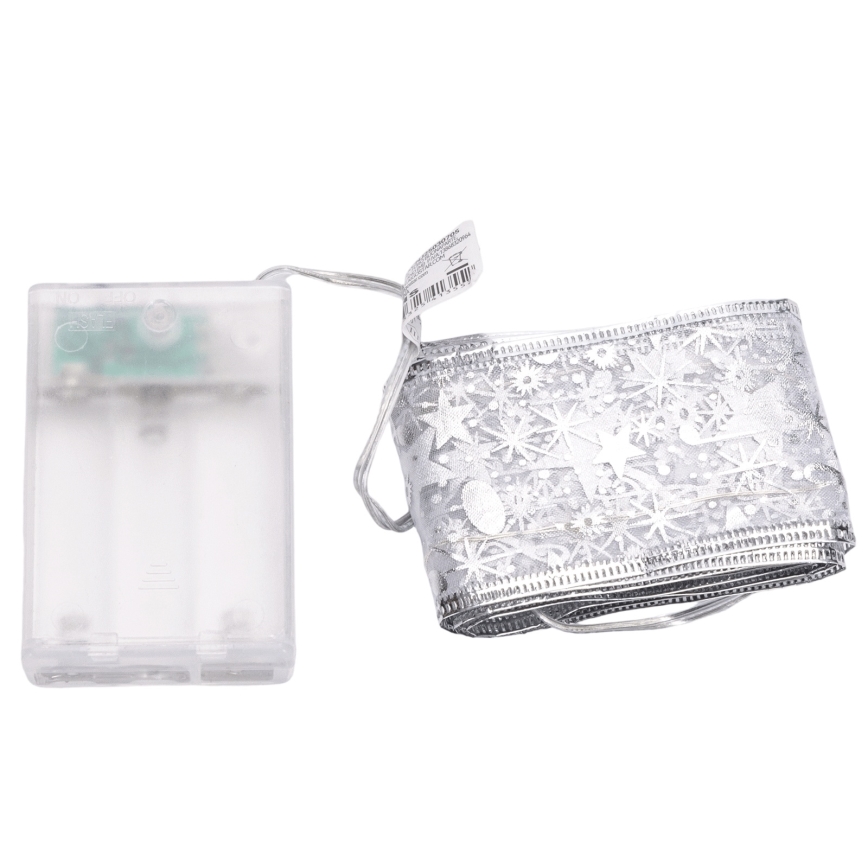 Aigostar - LED virtene 20xLED/3xAA 2 m silti balta sudraba