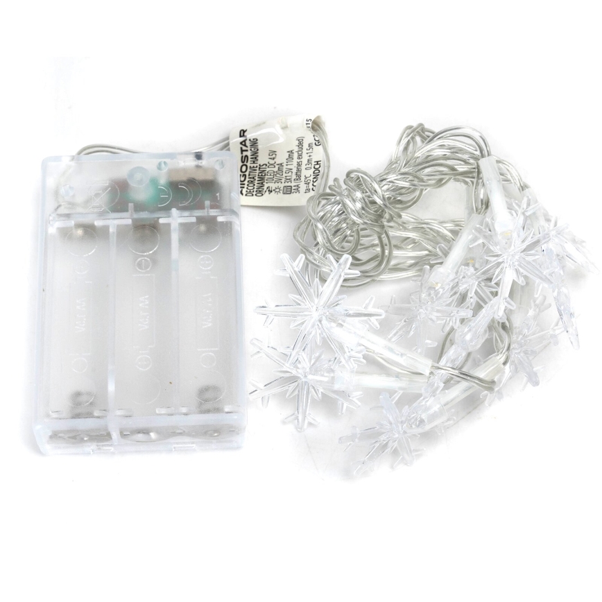 Aigostar - LED  virtene 20xLED/3xAA 3,3m sniegpārslas