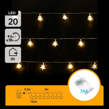 Aigostar - LED  virtene 20xLED/3xAA 3,3m zvaigznes