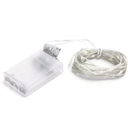 Aigostar - LED  virtene 50xLED/3xAA 5,3m auksti balta