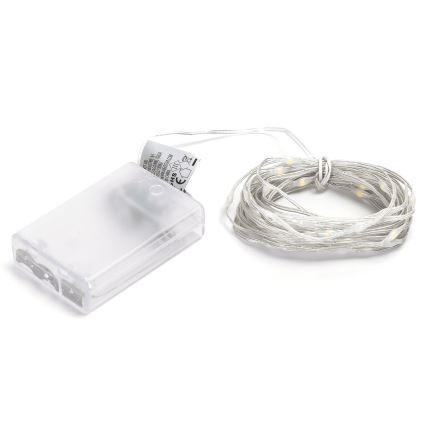 Aigostar - LED virtene 50xLED/3xAA 5,3m siltā balta