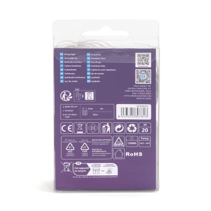 Aigostar - LED virtene 50xLED/3xAA 5,3m siltā balta