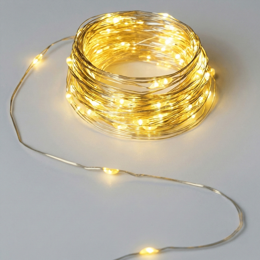 Aigostar - LED āra gaismas virtene 50xLED/8 režīmi 3xAA 5,3 m silti balta