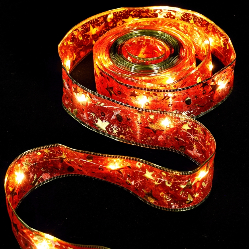 Aigostar - LED virtene 50xLED/3xAA 5m siltā balta un sarkana