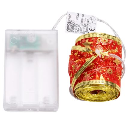 Aigostar - LED virtene 50xLED/3xAA 5m siltā balta un sarkana