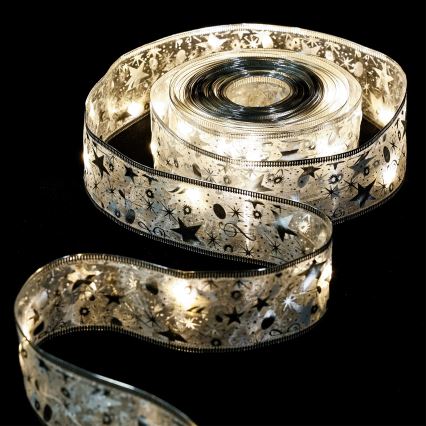 Aigostar - LED  virtene 50xLED/3xAA 5 m silti balta sudraba