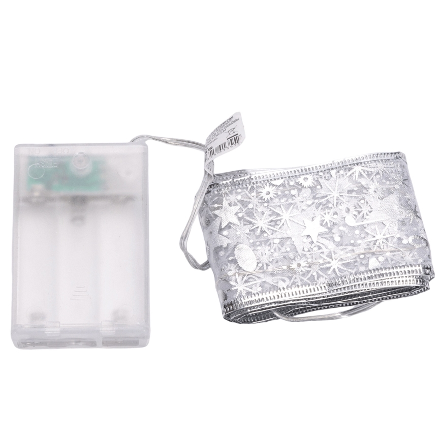 Aigostar - LED  virtene 50xLED/3xAA 5 m silti balta sudraba