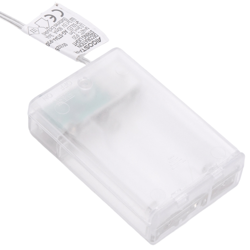 Aigostar - LED  virtene 50xLED/3xAA 5 m silti balta sudraba