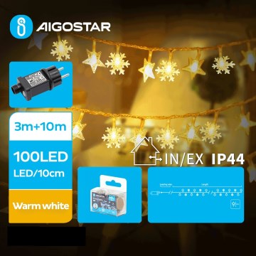 Aigostar - LED Ziemassvētku āra virtene 100xLED/8 funkcijas 13m IP44 silti balta