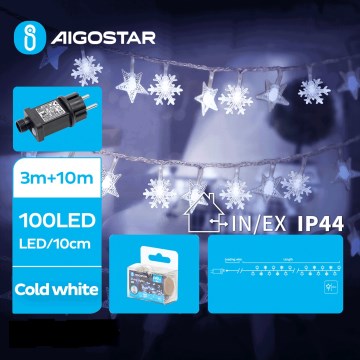 Aigostar - LED Ziemassvētku āra virtene 100xLED/8 funkcijas 13m IP44 vēsi balts