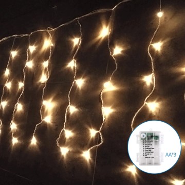 Aigostar-LED Ziemassvētku āra virtene 100xLED/8 funkcijas 3xAA 8x0,4m IP44 silti balta