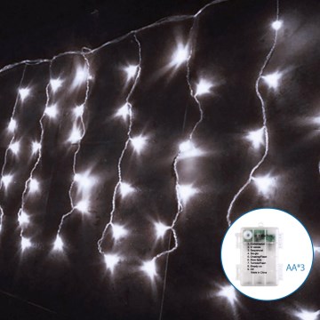 Aigostar - LED Ziemassvētku āra virtene 100xLED/8 funkcijas/3xAA 8x0,4m IP44 vēsi balts