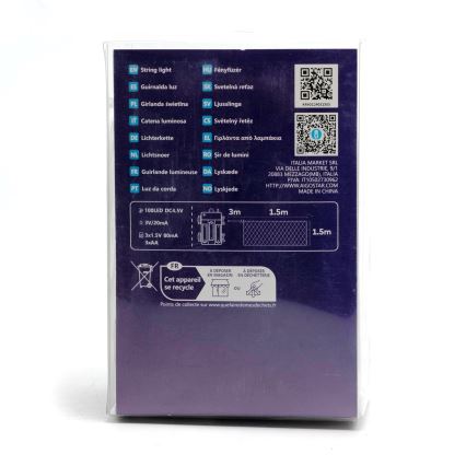 Aigostar -LED Ziemassvētku āra virtene 100xLED/8 funkcijas/3xAA 4,5x1,5m IP44 vēsi balts