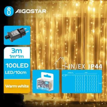 Aigostar - LED Ziemassvētku āra virtene 100xLED/8 funkcijas 4x1m IP44 silti balta