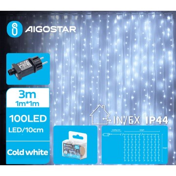 Aigostar - LED Ziemassvētku āra virtene 100xLED/8 funkcijas 4x1m IP44 vēsi balts