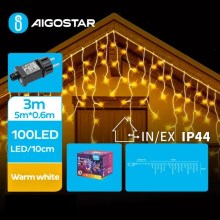 Aigostar - LED Ziemassvētku āra virtene 100xLED/8 funkcijas 8x0,6m IP44 silti balta