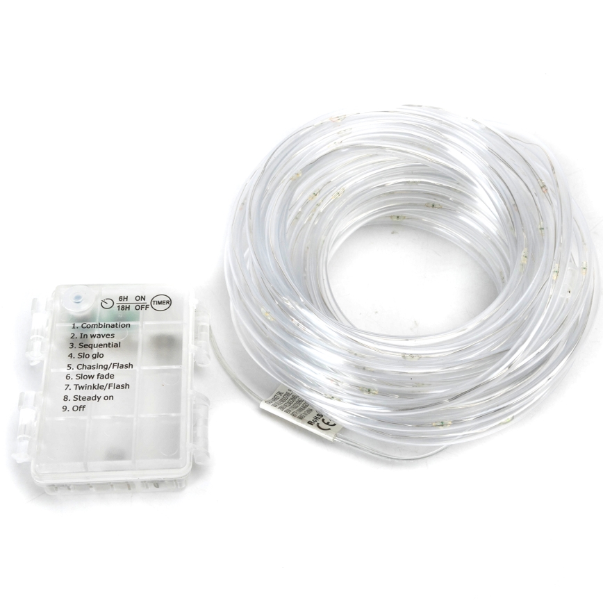 Aigostar - Āra Ziemassvētku LED virtene 100xLED/8 režīmi 3xAA 10,3m IP44 auksti balta
