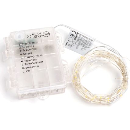 Aigostar -LED Ziemassvētku āra virtene 150xLED/8 funkcijas 3xAA 15,3m IP44 silti balta