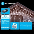 Aigostar - LED Ziemassvētku āra virtene 200xLED/8 funkcijas 13x0,6m IP44 vēsi balts